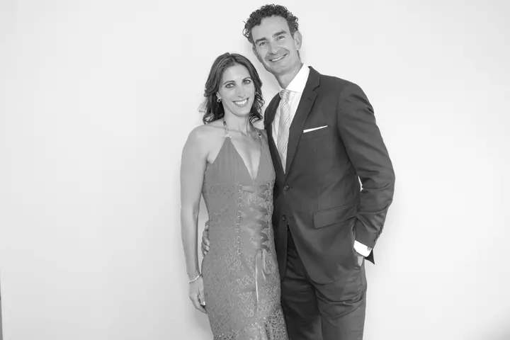 Black and white photo booth portrait of a couple at a St. Catharines wedding